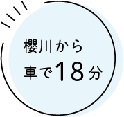 櫻川から車で18分