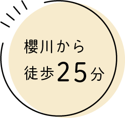 櫻川から徒歩25分
